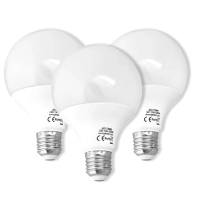 Image of JANDEI Pack of 3 x LED Globe Bulbs 270º, G95 E27 Thread, 15W (Equivalent to 100W) Neutral White Light 4200K, Lumens, Living Room, Office, Bedroom, Home, Garage, Christmas