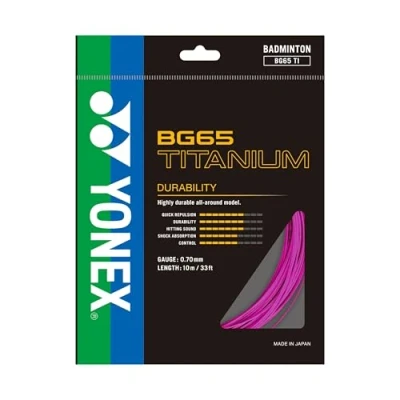 Image of YONEX BG 65 TI Badminton Racket String (10M set), Color Pink