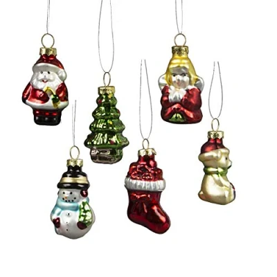 Image of Sass &amp; Belle Glitzy Mini Christmas Characters Shaped Baubles Set of 6