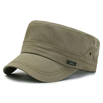 Image of Classic Military Style Flat Baseball Cap Cadet Army Hat Cotton Adjustable 5 Colors (ArmyGreen)