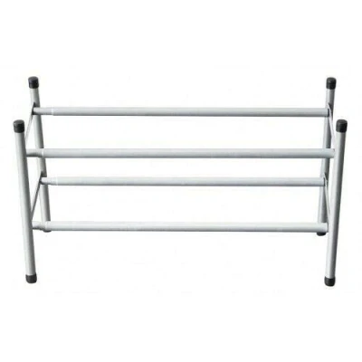Image of MantraRaj 2 Tier Chrome Frame Stackable Extendable Shoe Rack Storage Organiser For Living Room, Hallway &amp; Cloakroom, Space Saving