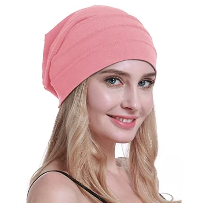 Image of osvyo Cotton Chemo Hats Soft Caps Cancer Headwear for Women Hair Loss Sealed Packaging, HOT PINK, One Size