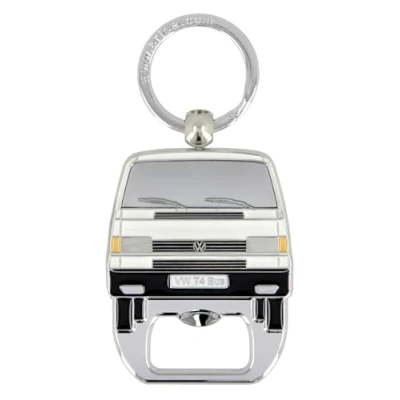 Image of BRISA VW Collection Volkswagen Keychain Ring Accessory Keyholder with Bottle Opener in T4 Bus Campervan Design (White)