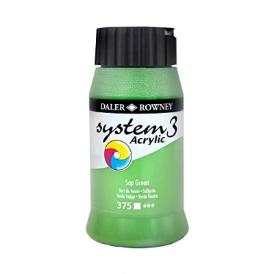 Image of Daler Rowney System3 Acrylic Paint, Plastic Pot, 16.91oz 500 ml, Sap Green