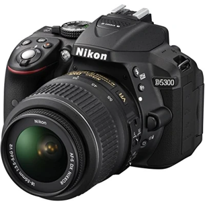 Image of Nikon D5300 Digital SLR Camera with 18 55mm VR Lens Kit Black (24.2 MP) 3.2 inch LCD Wi Fi and GPS (Renewed)