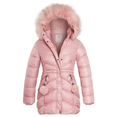 Image of SS7 Girls Padded Parka Coat with Faux Fur Hood Pink