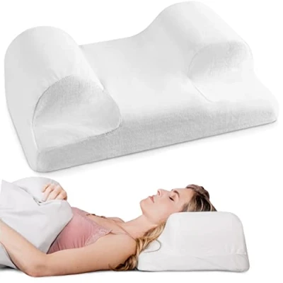 Image of YourFacePillow Ergonomic Cervical Memory Foam Pillow for Comfortable Back Sleeping Neck &amp; Shoulder Support Best Sleep Posture Alignment Large