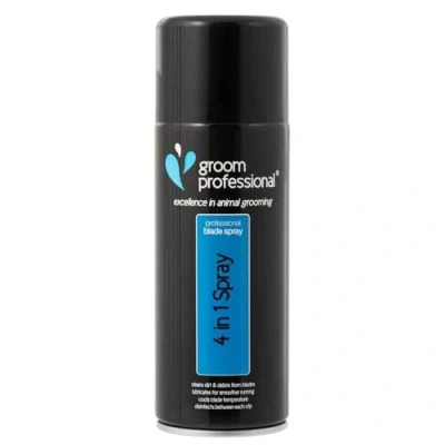 Image of GROOM PROFESSIONAL 4 in 1 Clipper Blade Spray Improves Performance Lubricant Used to Cool, Lubricate, Clean &amp; Disinfect Clippers Blades Instantaneous Results, 400ml