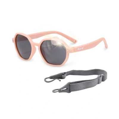 Image of Maesy Baby Sunglasses Yana 1 3 Years Flexible Bendable Adjustable Elastic Band Polarised UV400 Protection Boys and Girls Hexagon (Light pink)