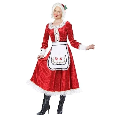 Image of California Costumes 1556 Classic Mrs. Claus Adult Santa Sized Costumes, Red,White, XX Large