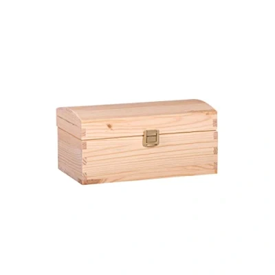 Image of DECOCRAFT Unfinished Wood Box For Storage, Decoration, Organisation, Large Natural Wooden Craftsmanship, Rustic Home Decor, Keepsake, Chest 22,5 x 13 11 cm.