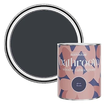 Image of Rust Oleum Grey Moisture Resistant Bathroom Wood and Cabinet Paint in Gloss Finish Anthracite (RAL 7016) 750ml