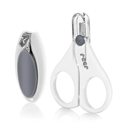 Image of Reer BabyCare Nail Care Set, Baby Scissors and Clippers, White