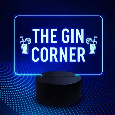 Image of Red Ocean Funny Home Bar Sign The Gin Corner LED Plaque Alcohol Beer Gift Man Cave Club