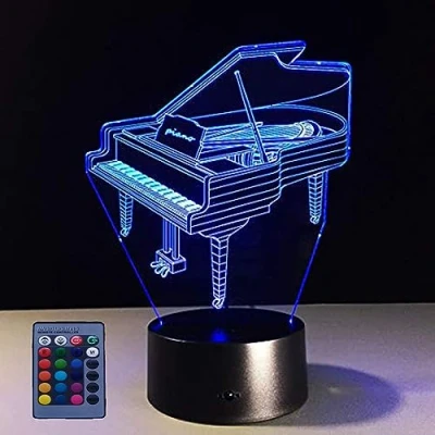 Image of HPBN8 Ltd Creative 3D Piano Night Light Lamp 7/16 Color Change LED USB Powered Remote Control Decor Table Gift Kids Toys Decorations Christmas Valentines Birthday