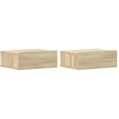 Image of vidaXL Floating Nightstands 2 pcs Sonoma Oak 40x30x15 cm Engineered Wood