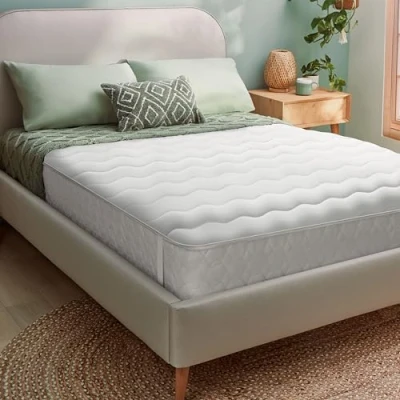 Image of Silentnight Anti Allergy Luxury Mattress Topper Ideal for and Asthma Sufferers Protecting Against Bacteria Dust Mites Quilted Wavy Stitch Cover Fit Straps, Machine Washable, King