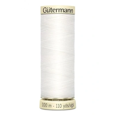 Image of Gutermann Sewing Thread 100m White 800, Polyester, YARN, 1 Reel