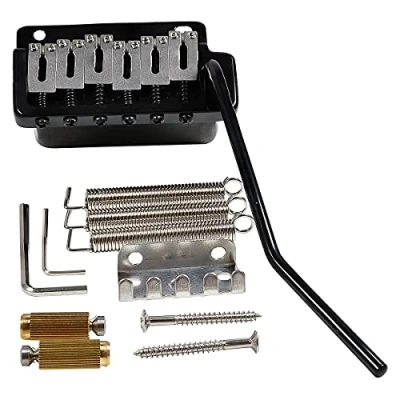 Image of Wilkinson WVP2 SB 54mm 2 Point Stainless Steel Saddles Tremolo Bridge with Full Block for Japan/Korea Import Strat Electric Guitar, Black