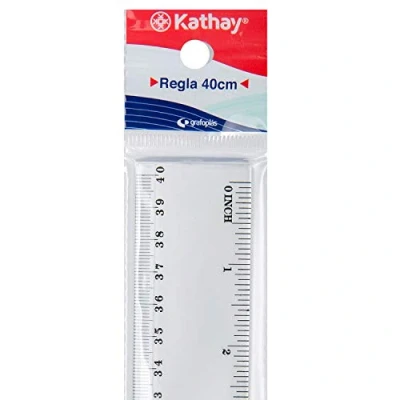 Image of Kathay 86420300 Plastic Ruler, 40 cm, Transparent, Perfect for School Use
