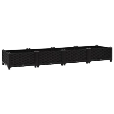 Image of vidaXL Rectangular Raised Bed Durable Polypropylene Outdoor Garden Planter in Black, Ideal for Plants, Vegetables, Herbs and Flowers, 160x40x23 cm