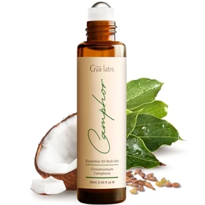 Image of Gya Labs Camphor Essential Oil Roll On Fast Soothing Rub for Chest, Stuffy Nose Made with 100% Pure and Natural White Aromatherapy (10ml)