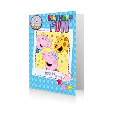Image of Peppa Pig Birthday Card with Clip Badge, Multi Colour, PG027