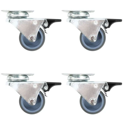Image of vidaXL Twin wheel Swivel Casters with Double Brakes 4 pcs 50 mm