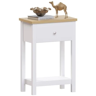 Image of Vida Designs Arlington Console Table Shelf Hallway Side End Dressing MDF (White, 1 Drawer)
