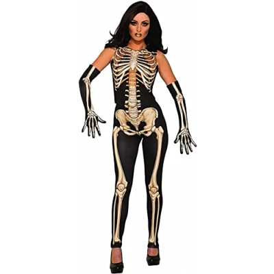 Image of Bristol Novelty AC80994 Lady Bones Costume, Women, Black, White, Yellow