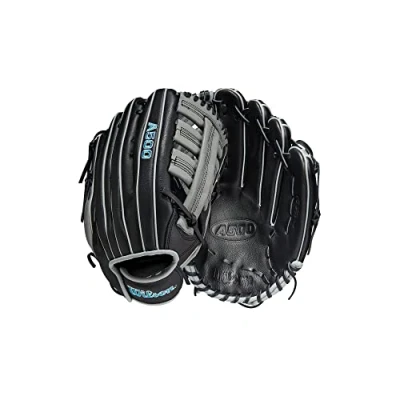 Image of WILSON A500 12.5 Utility Youth Baseball Glove Right Hand Throw, Black/Grey/Blue