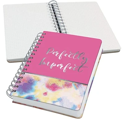 Image of SIGEL JN609 Spiral notebook premium, A5, dotted, hardover, batik pattern, Yellow/Pink/Blue Jolie