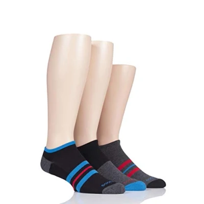 Image of 3 Pair Black Stripe Bamboo Cushioned Trainer Socks Men&#039;s 7 11 Mens SOCKSHOP