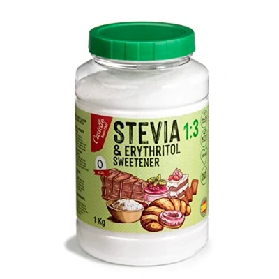 Image of Castello since 1907 Stevia + Erythritol 1:3 Sweetener 1g = 3g of Sugar 100% Natural Substitute 0 Calories Glycemic Index Keto and Paleo Net Carbohydrates Non GMO 1kg