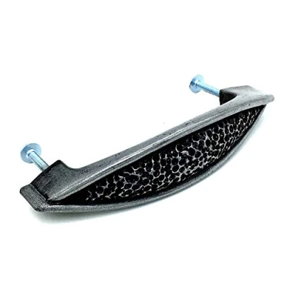 Image of 2 x DIMPLED Handles 96mm Pewter Hammered cast Iron Cupboard Cabinet Handle