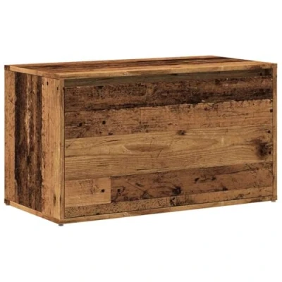 Image of vidaXL Hall Bench Old Wood Finish Storage Seat for Entryway/Home, 80x40x45 cm, Modern Engineered Wood, Brown with Sliding Drawer