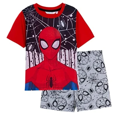 Image of Marvel Boys Spiderman Short Pyjamas Red 2 3 Years