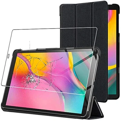 Image of ebestStar for Samsung Galaxy Tab A 10.1 2019 Case T510 T515, Smart Cover Magnetic Flip Protection, PU Leather, Black + Glass Screen Protector