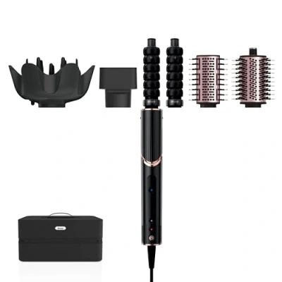 Image of Shark FlexStyle 5 in 1 Air Styler &amp; Hair Dryer with Auto Wrap Curlers, Paddle Brush, Oval Concentrator, Diffuser and Storage Case, No Heat Damage, Black/Rose Gold HD446UK