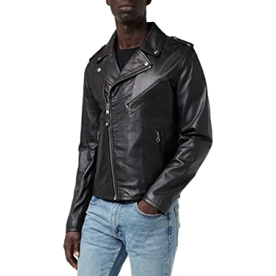 Image of Schott NYC Men&#039;s Lc1140blk Leather Jacket, Black, Small