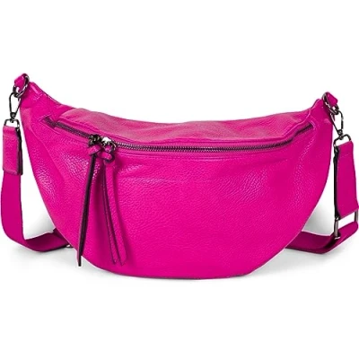 Image of styleBREAKER Women&#039;s Half Moon Crossbody shoulder Bag, detachable adjustable strap, Solid colored handbag 02012386, Colour:Pink