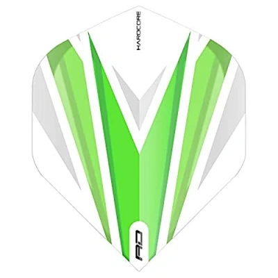 Image of RED DRAGON Hardcore Radical Green &amp; White Dart Flights 4 sets Per Pack (12 in total)