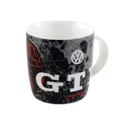 Image of BRISA VW Collection Volkswagen Ceramic Coffee Tea Cappuccino Mug Cup in GTI Golf Design (370 ml/12.5 fl oz/GTI Front/Black)