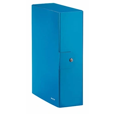 Image of Leitz Filing box, Button closure, in plasticized cardboard, Blue Metallized, 24 x 35 10 cm