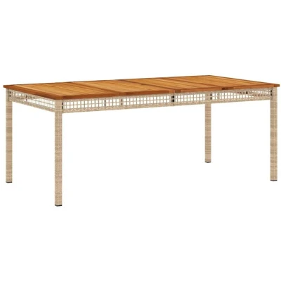 Image of vidaXL Garden Table Beige 180x90x75 cm Poly Rattan Acacia Wood
