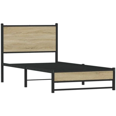 Image of vidaXL Metal Bed Frame without Mattress Sonoma Oak 90x200 cm