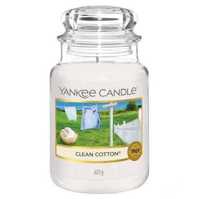 Image of Yankee Candle Scented Candle, Clean Cotton Large Jar Long Burning Candles: up to 150 Hours, Perfect Gifts for Women