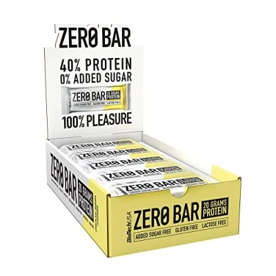 Image of BioTechUSA Zero Bar Protein Snack Low Sugar &amp; Lactose Free Crispy Texture Delicious Flavors Ideal for Diets Workouts, 20 * 50 g, Chocolate Banana
