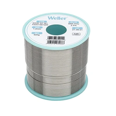 Image of Weller WSW SC M1 (T0051387399) Lead Free Solder Wire, 100% Continuous Flux Core and Long Term Durable Joints, 500 g, Silver