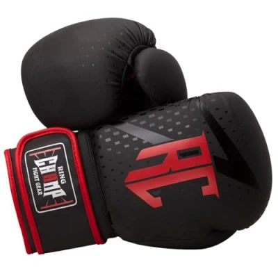 Image of MMA Boxing Gloves Training Sparring Punching Muay Thai Kickboxing (Red &amp; Black, 16oz)